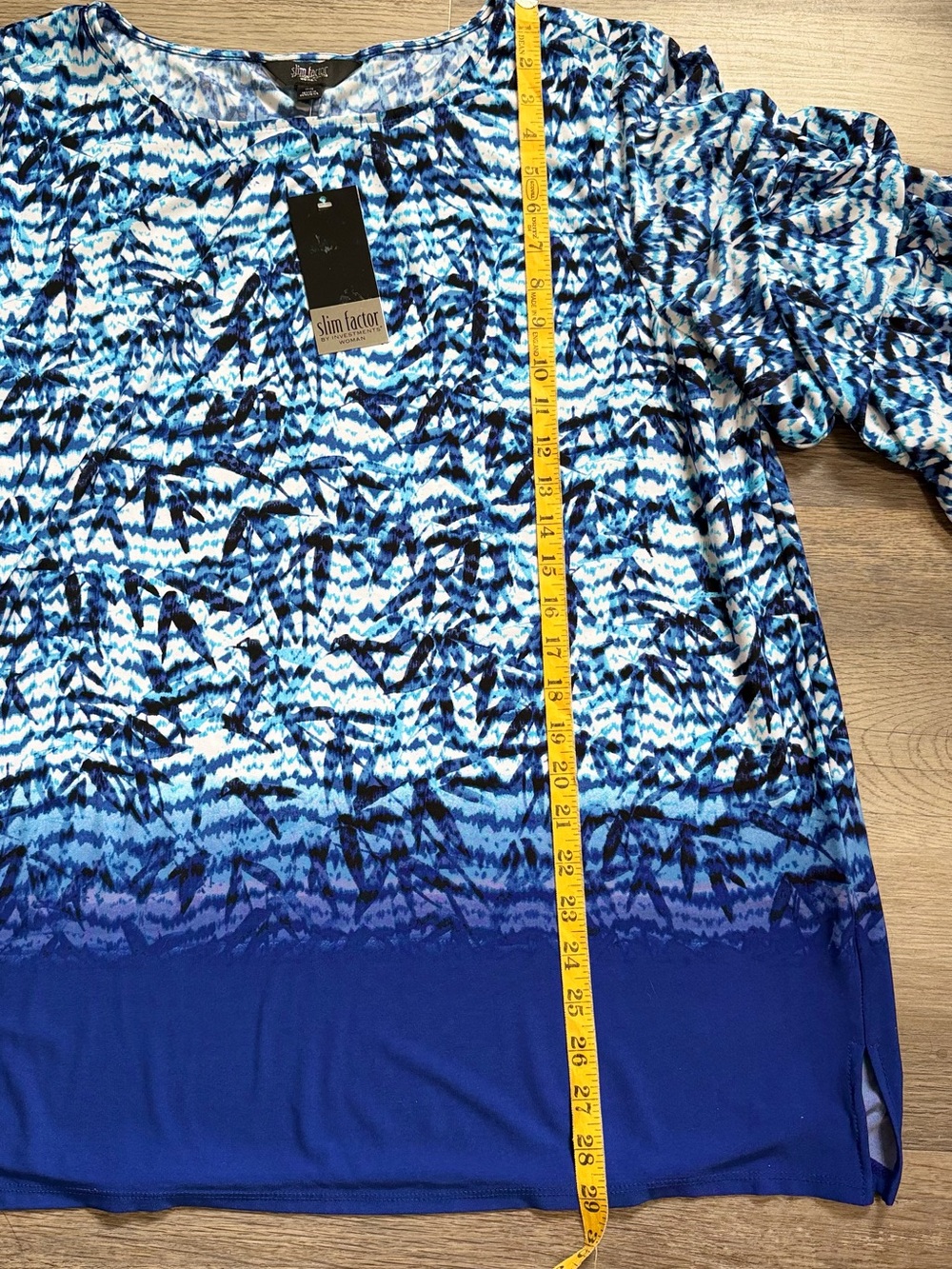 Investments Blue Multi-Pattern Ruffle-Sleeve Tunic - Picture 9 of 10